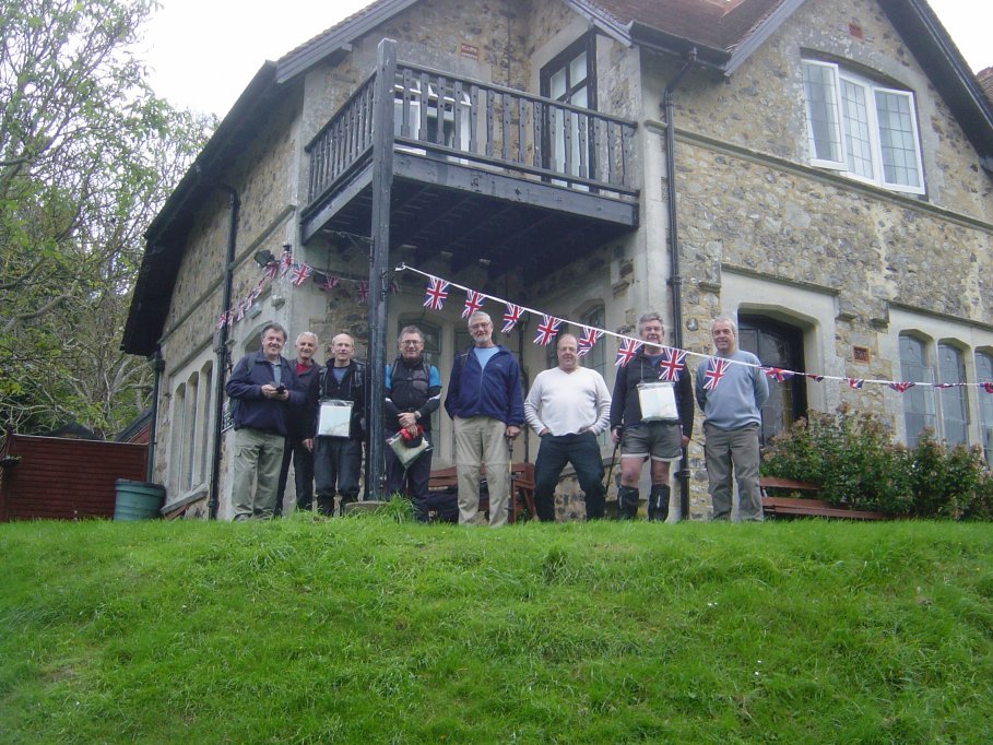 L-R at the Hostel, Roland, Andy, Paul, Graham, Pat, Pete, Dick & Richard